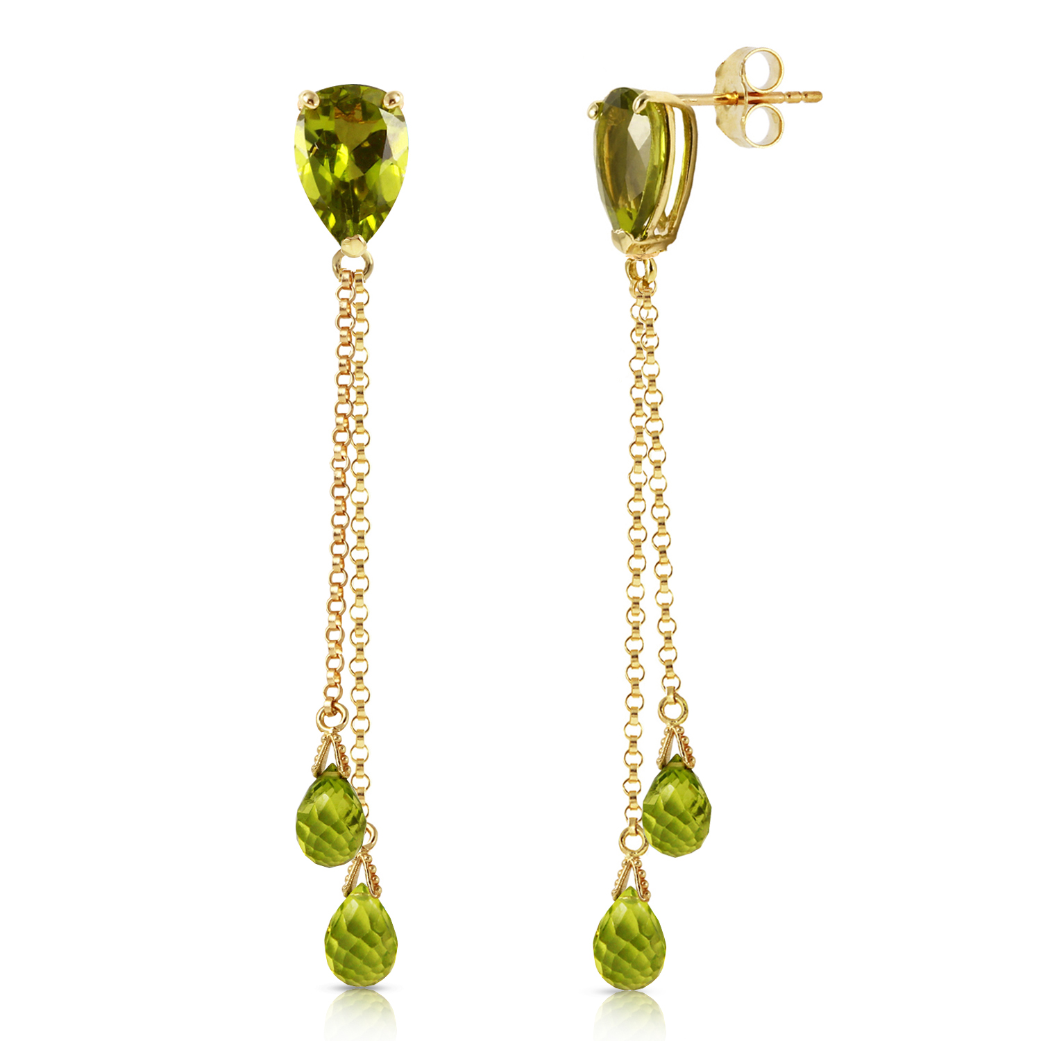 14k Solid Gold Chandelier Earring With Peridots Yellow Gold 1638$